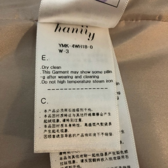 Hanii Y Wool Designer Double Breasted Pea Trench Coat Tan 42 L - Picture 10 of 11